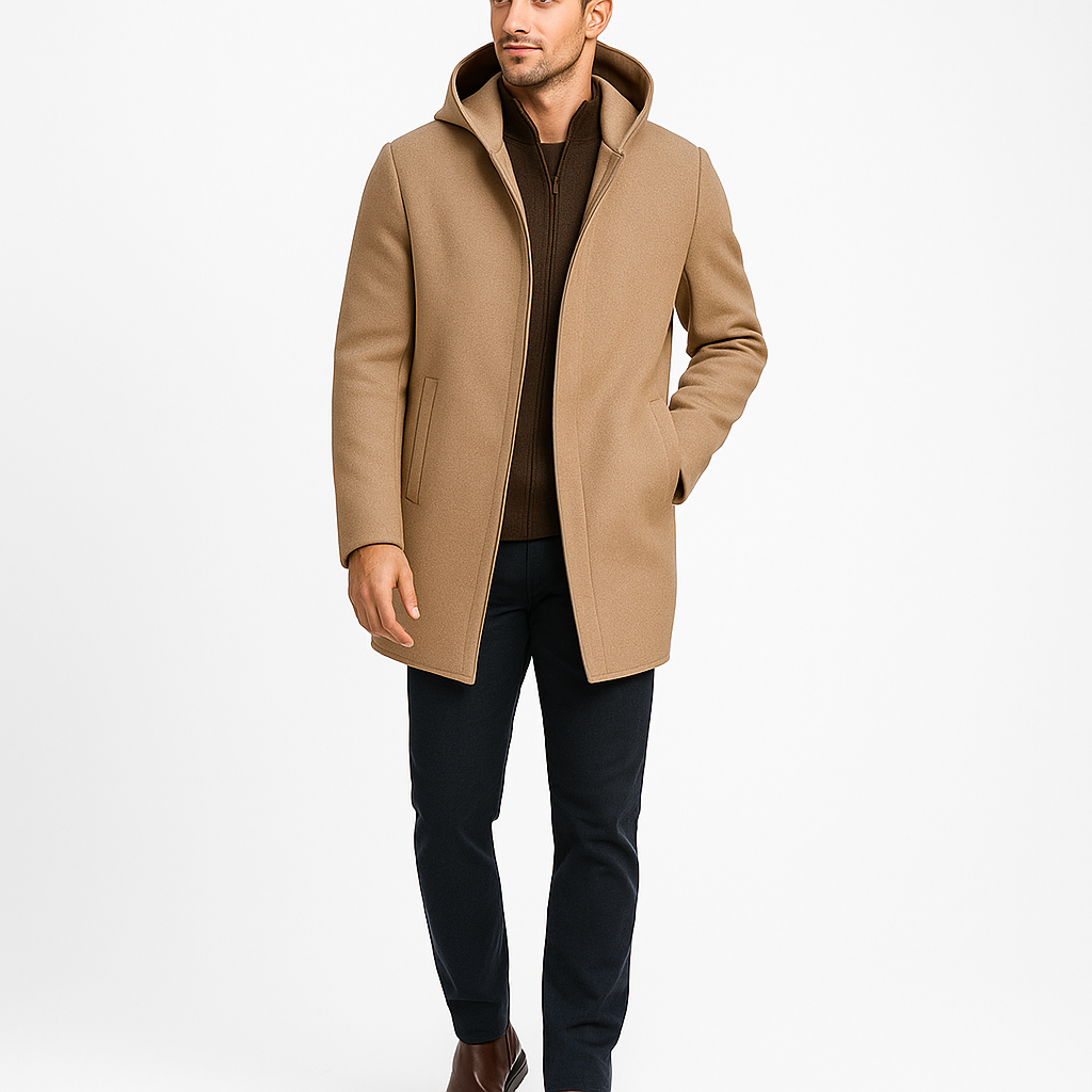 Jasper Men Wool Hooded Winter Overcoat