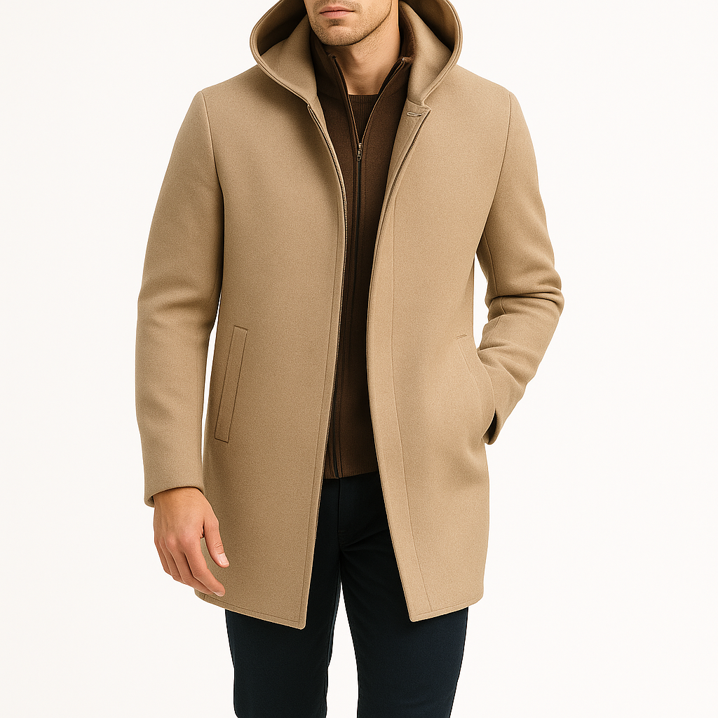 Jasper Men Wool Hooded Winter Overcoat