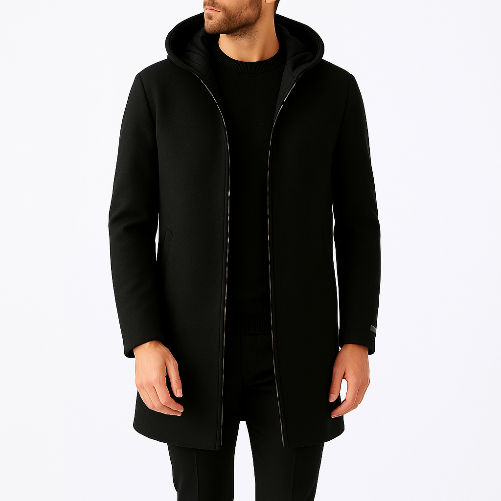 Jasper Men Wool Hooded Winter Overcoat