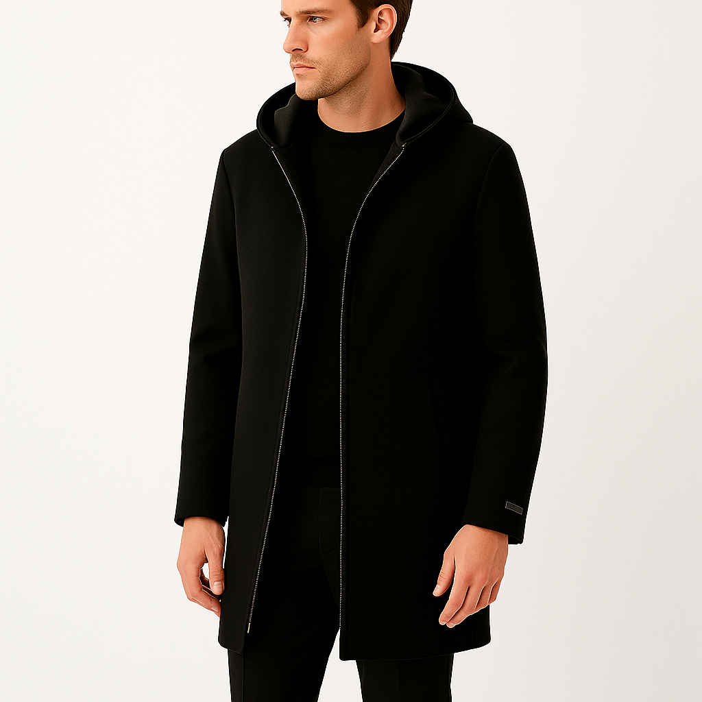Jasper Men Wool Hooded Winter Overcoat