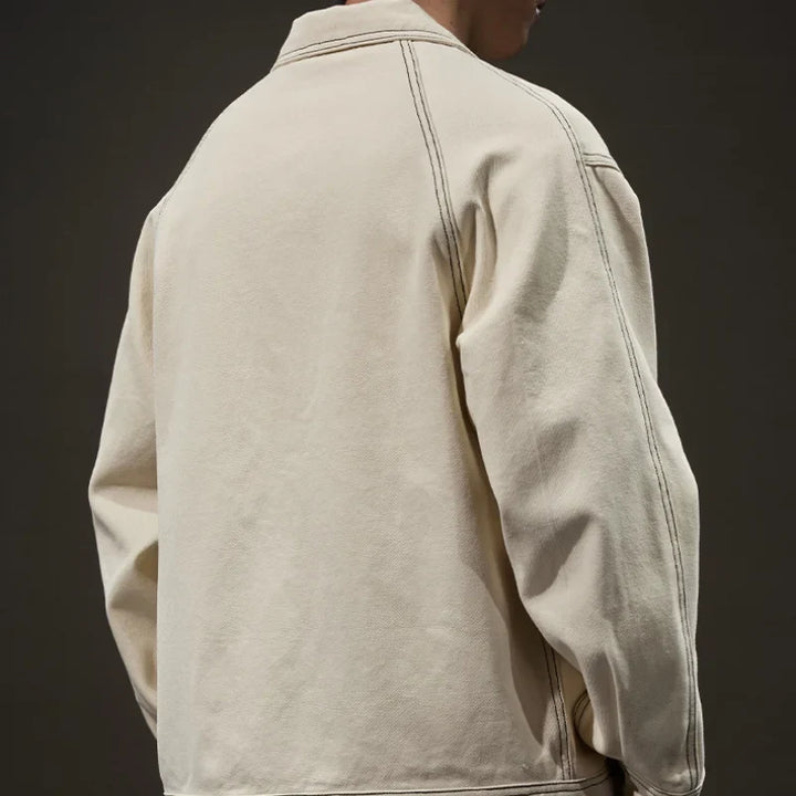 Cotton Denim Cargo Shirt Jacket