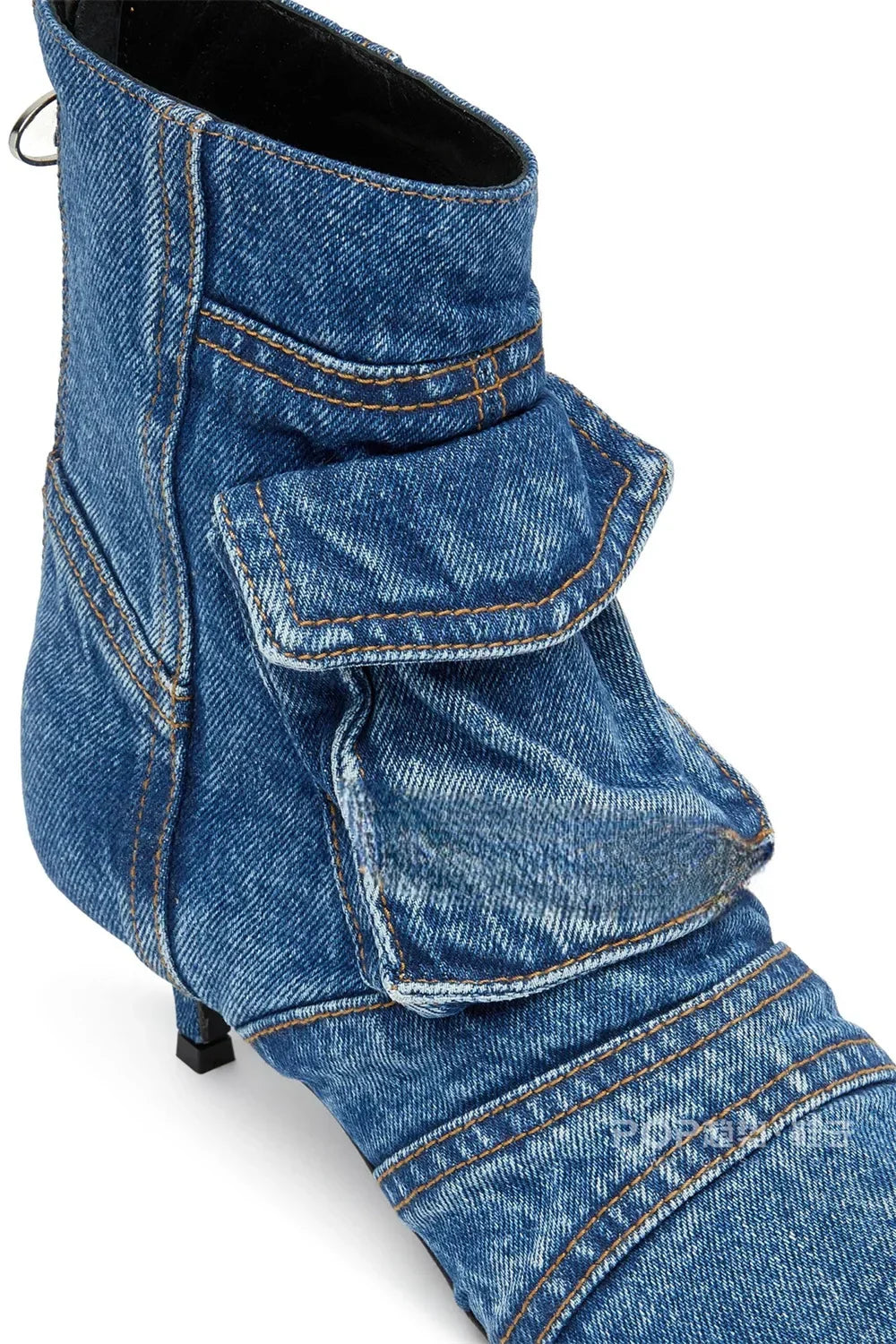Women Denim Washed Pocket Boots